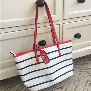 ALDO nautical tote bag. Red white and blue purse